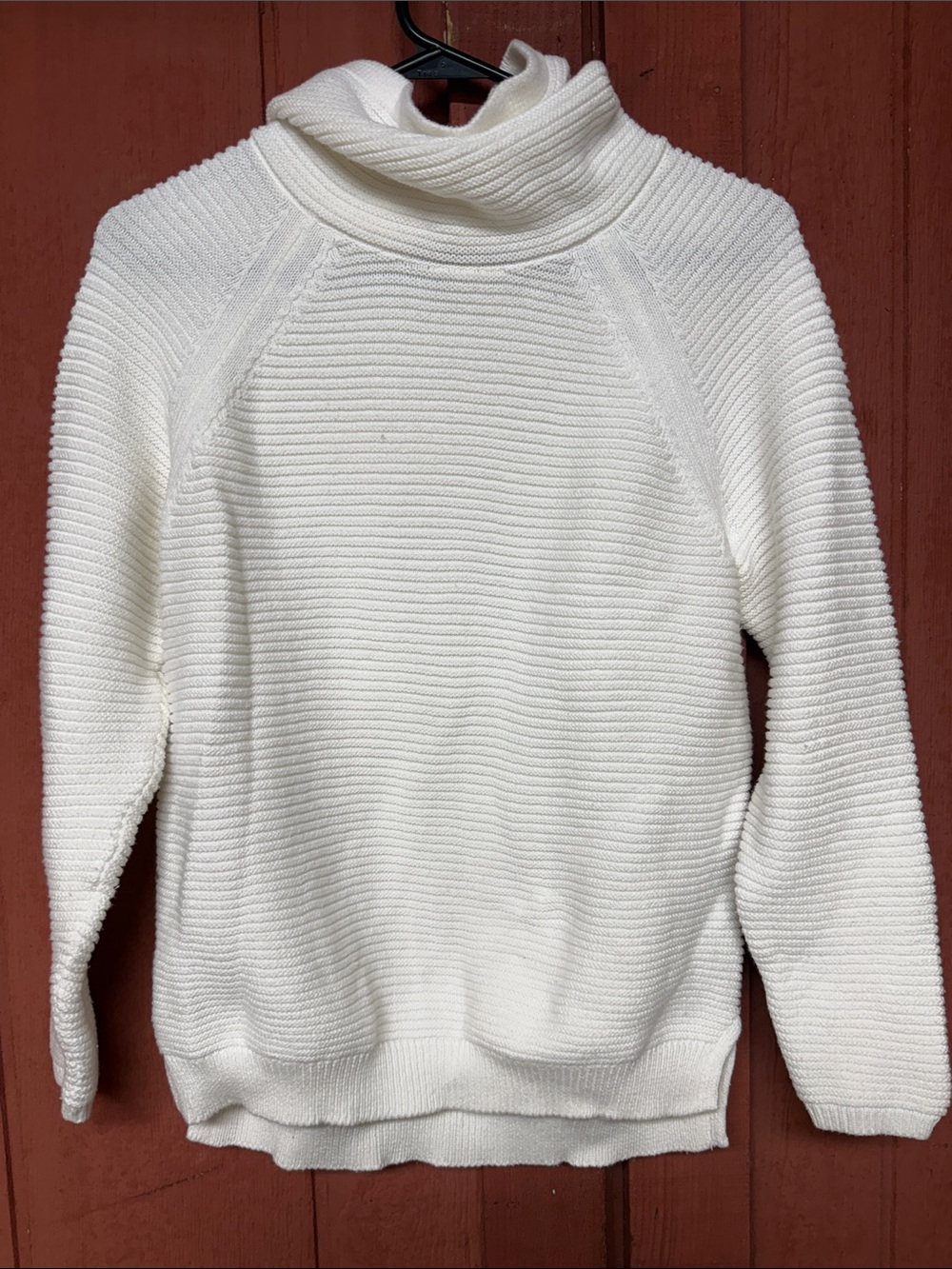 Kenneth Cole Cream Ribbed Turtleneck Sweater